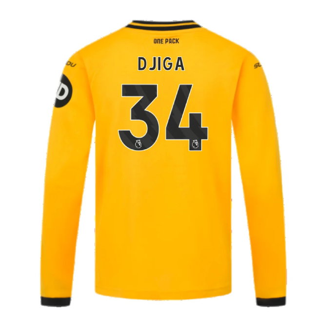 2024-2025 Wolves Long Sleeve Home Shirt (Kids) (Djiga 34)-SoccerKits Hub | Buy Soccer Jerseys Online